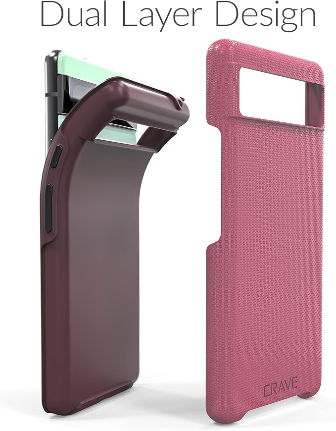 Crave Dual Guard for Google Pixel 6a Case, Shockproof Protection Dual Layer Case for Google Pixel 6a - Berry