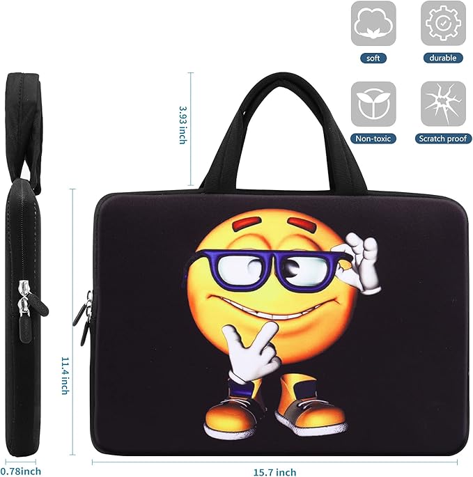 iColor 14 15 15.4 15.6 inch Laptop Handle Bag Case Pouch Holder Notebook Sleeve Neoprene Cover Soft Carring Travel Case for Chromebook 14 15 MacBook Cute Boy ICB-06