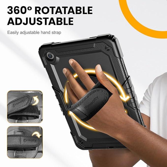 Timecity for Samsung Galaxy Tab A9+/ A9 Plus Case 11 inch, Full-Body Protective with Screen Protector, Rotating Stand/Handle and Shoulder Strap for Galaxy A9+ Tablet Case (SM-X210/X216/X218)- Black