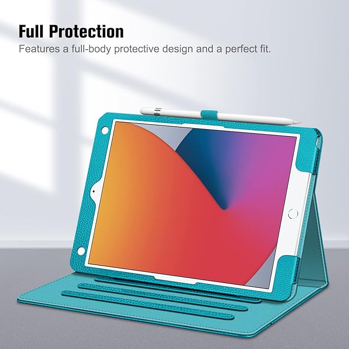 Fintie Case for iPad 9th / 8th / 7th Generation (2021/2020/2019) 10.2 Inch - [Corner Protection] Multi-Angle Viewing Stand Cover with Pocket & Pencil Holder, Auto Sleep Wake, Legacy Teal