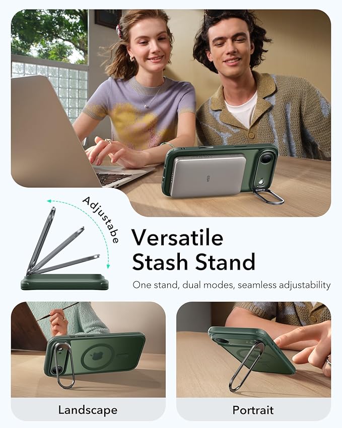 ESR for iPhone Air Case with Stand, Camera Control Cover Compatible with MagSafe, Military-Grade Drop Protection Magnetic Phone Case for iPhone 17 Air Case, Scratch-Resistant Back Cover,Frosted Green