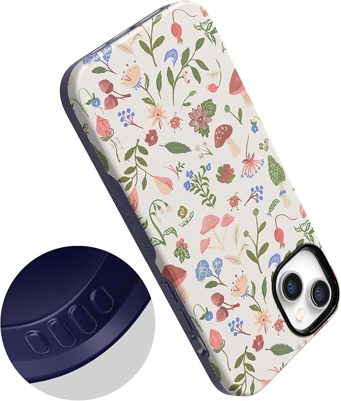 Casely iPhone 14 Case | Garden Party | Mushroom Floral | Compatible with MagSafe | Bold Protective Design