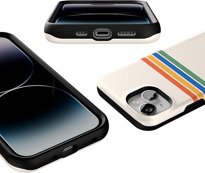 Casely iPhone 14 Case | Totally Groovy | Rainbow Stripes Colorblock | Compatible with MagSafe | Bold Protective Design