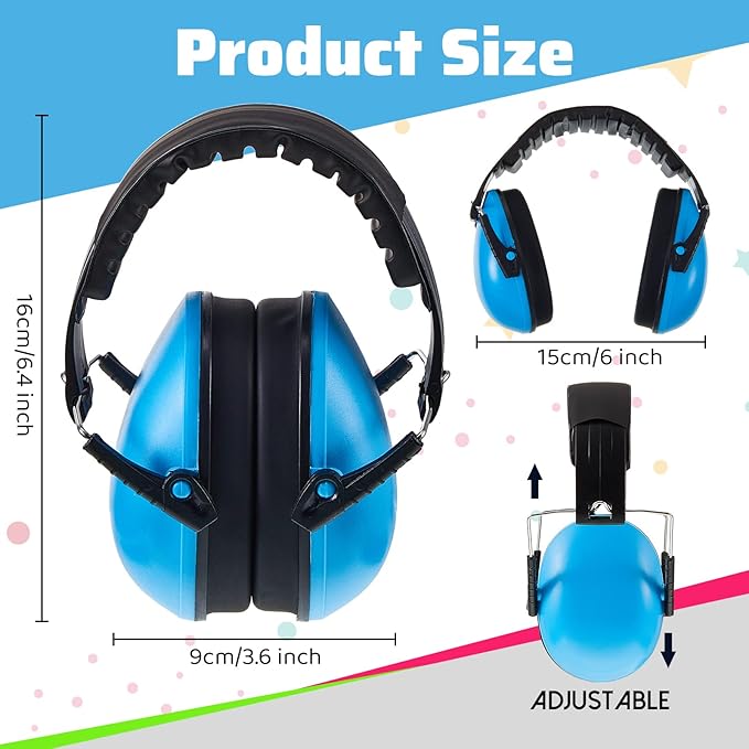 Amylove 6 Pcs Kids Noise Cancelling Headphones 27db Adjustable Earmuffs for Autism Sensory Toddler Children(Novel Style,Green Pink Blue)