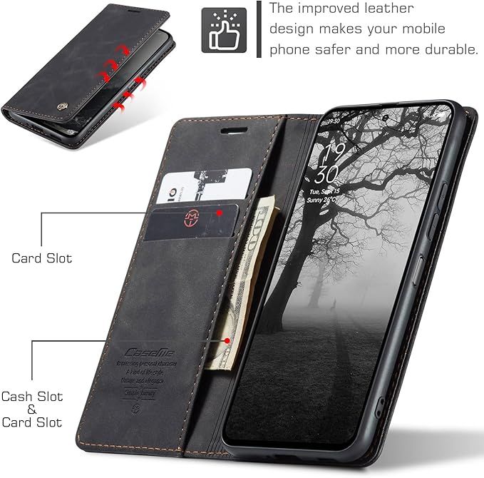 for Xiaomi Redmi 14C Case, Flip Wallet Leather Case with Card Holder Magnetic Closure Shockproof Kickstand Protective Phone Cases Cover for Redmi 14 C, Black