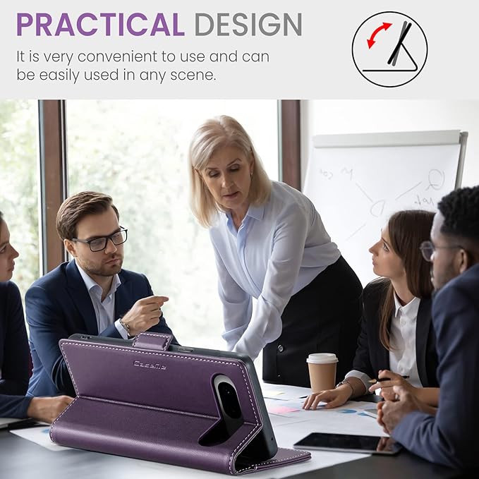 for Google Pixel 8 Case, Premium PU Leather Wallet Case Flip Cover with [RFID Blocking][Card Holder][Stand Function] Shockproof Protective for Google 8, Purple