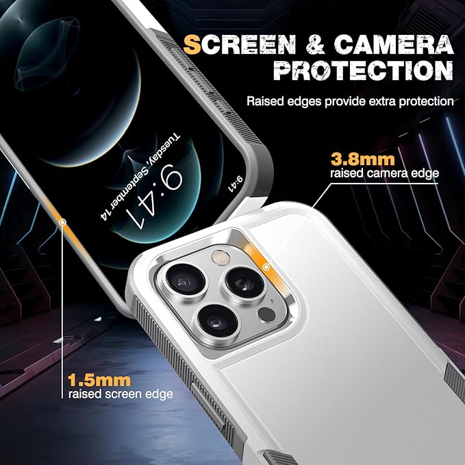 Diaclara Designed for iPhone 12 Pro Max Case, [with Privacy Screen Protector] [Anti Spy] [Military Grade Drop Protection] Heavy Duty Full-Body Shockproof Phone Case, White