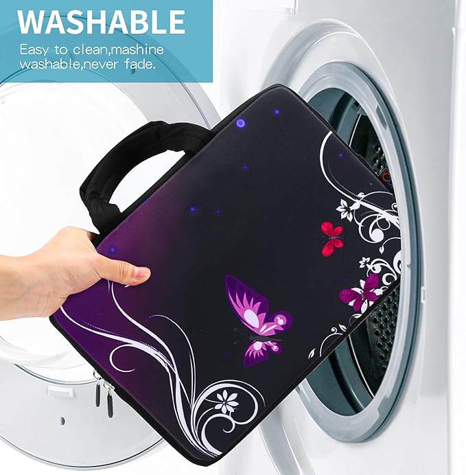 iColor 14 15 15.4 15.6 inch Laptop Handle Bag Computer Protect Case Pouch Holder Notebook Sleeve Neoprene Cover Soft Carring Travel Case for Dell Lenovo Toshiba HP Chromebook ASUS Acer Purple ICB-01