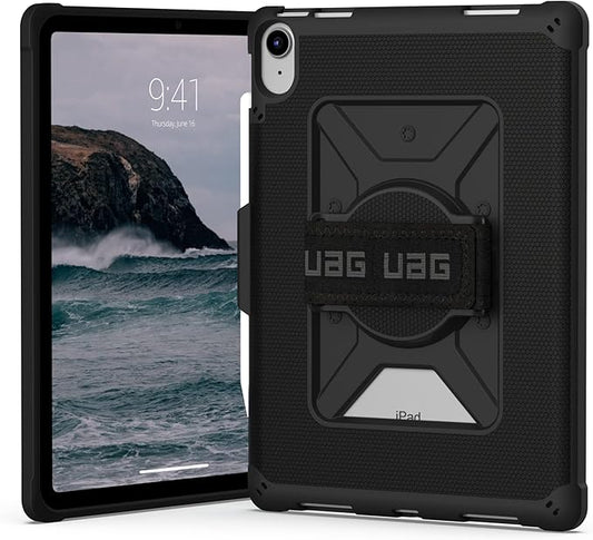 URBAN ARMOR GEAR UAG Designed for iPad 11" A16 11th Gen 2025, 10.9" 10th Gen 2022 Case A3354 A3355 A2696 - Rugged Protective Folio Cover w/Adjustable Handstrap & Pencil Holder, Metropolis Black
