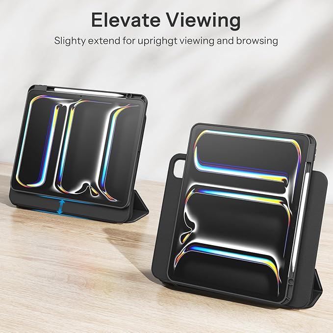 SPARIN Case for iPad Pro 13 inch 2024-M4 with Pencil Holder, Detachable Magnetic Hybrid Protective Case, Portrait/Landscape Stand, Durable Protection, Auto Wake/Sleep -Black