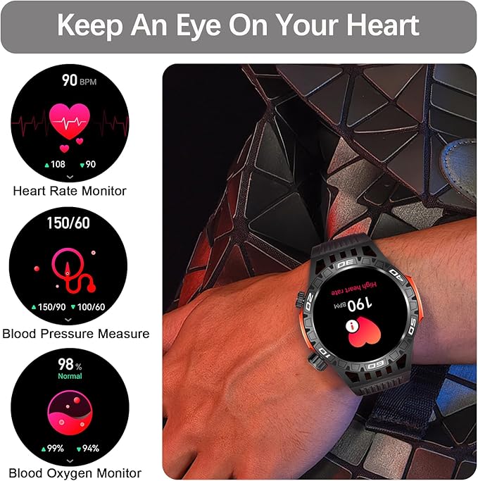 Military Smart Watch for Men 1.46" Outdoor Tactical Sports Smartwatch with Answer/Make Call,Fitness Watch,Blood Oxygen,Heart Rate and Sleep Monitor Compatible with iPhone and Android Phones, Black