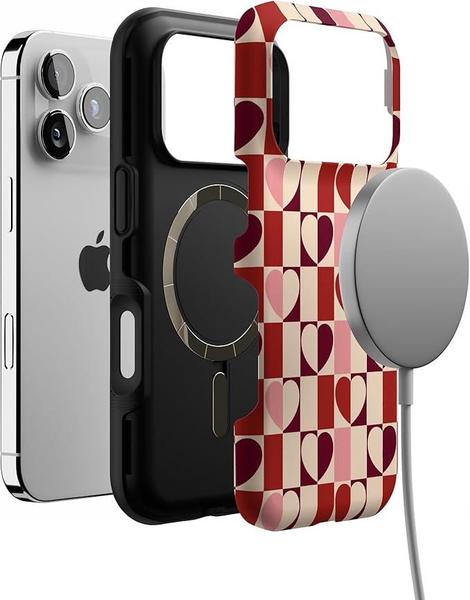 Casely iPhone 17 Pro Case | Love's a Game | Retro Hearts | Bold Protective Design | Compatible with MagSafe