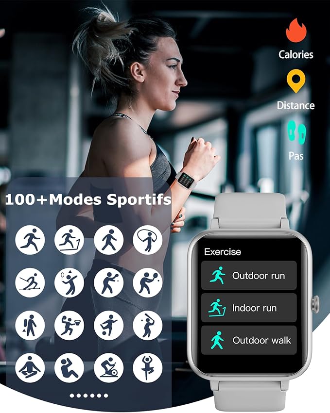 GRV Smart Watch for iOS and Android Phones (Answer/Make Calls), Watches for Men Women IP68 Waterproof Smartwatch Fitness Tracker Watch with Heart Rate/Sleep Monitor Steps Calories Counter (Gray)