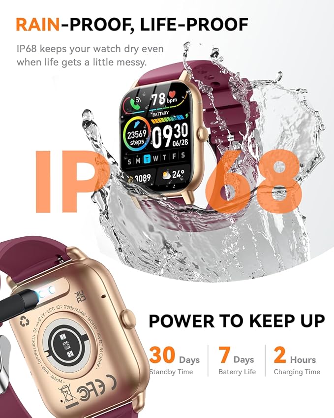 Smart Watches for Men Women(Answer/Make Call), 1.85 inch HD Fitness Tracker Watch with Activity Counter/Sleep Monitor/ 110+ Sports Modes, IP68 Waterproof Smart Watch for Andriod iPhone iOS Compatible