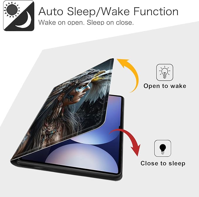 Case for Samsung Galaxy Tab S10 Ultra/Galaxy Tab S9/S8 Ultra 14.6-Inch, Slim PU Leather Stand Cover with Auto Wake/Sleep, Multi-Angle Viewing & Shockproof, Native American Woman