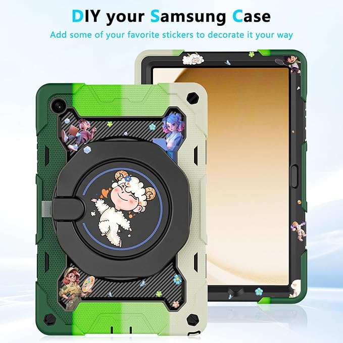 ROISKIN Case for Galaxy Tab A9 Plus 5G/ A9+ 11 Inch with HD Screen Protector & Shoulder Strap,Heavy Duty Military Case for Samsung Galaxy A9 Plus SM-X210/X216/X218 - Rotating Stand for Kids