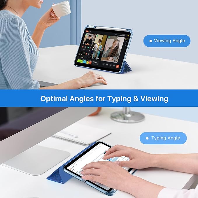 MoKo for iPad (A16) 11th Generation Case 11 Inch 2025, iPad 10th Generation Case 10.9 Inch 2022 with Pencil Holder, Slim Light Trifold Protective Cover with Hard PC Translucent Back Shell, Starry Sky