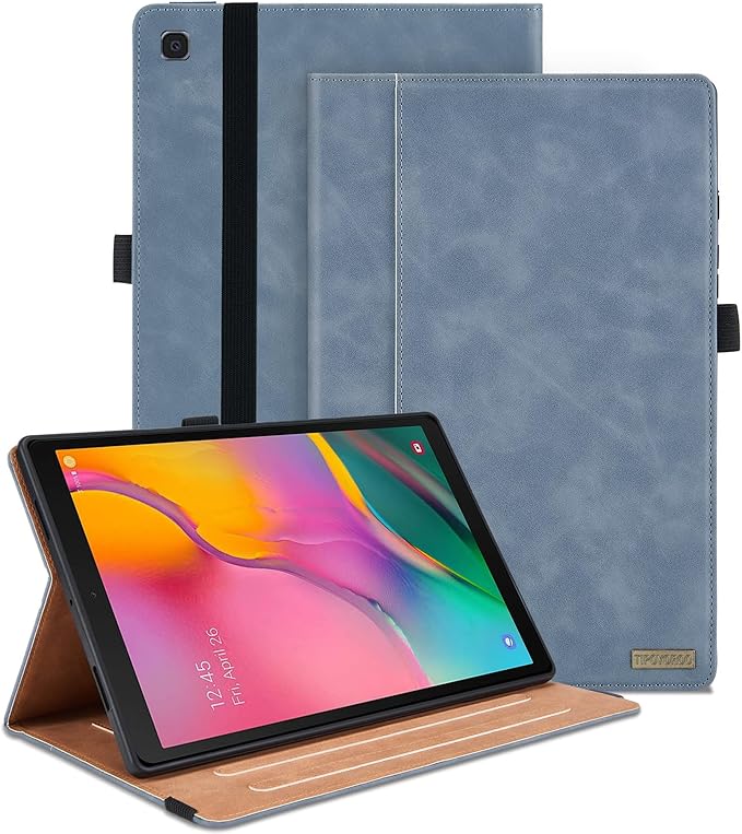 Case for Samsung Galaxy Tab A 10.1 2019 (SM-T510/T515) Multi-Angle Viewing Smart Cover with Pocket, Business PU Leather with Card Slot for Galaxy Tab A 10.1 Inch 2019 Tablet, Gray