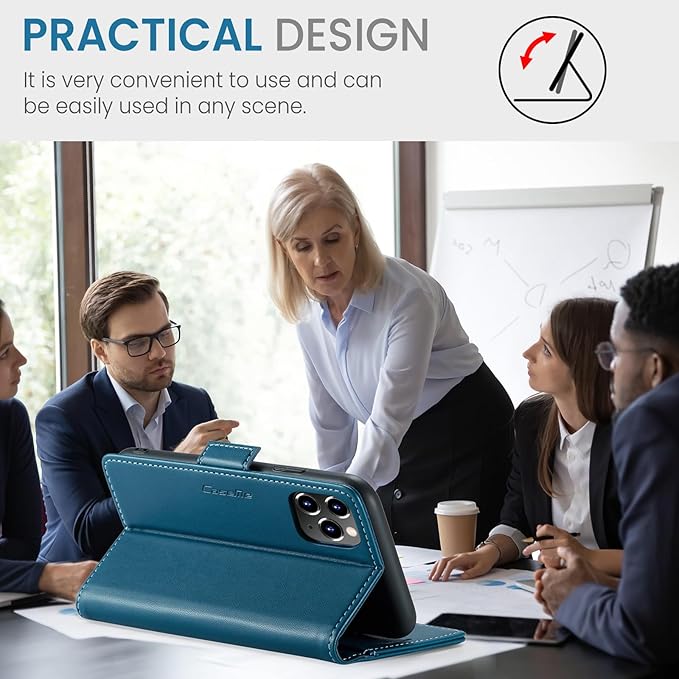 for iPhone 11 Pro Max Case, Premium PU Leather Wallet Case Flip Cover with [RFID Blocking][Card Holder][Stand Function] Shockproof Protective for iPhone 11 Pro Max, Blue