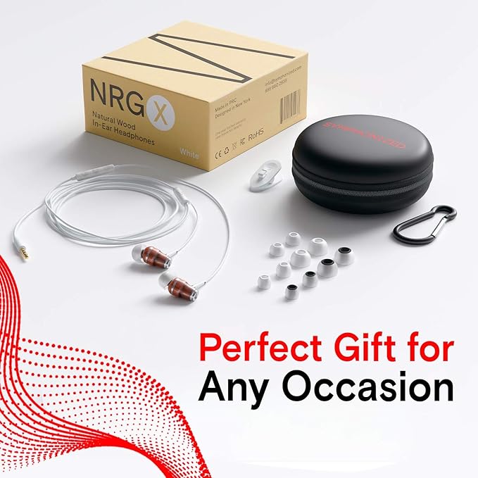 Symphonized Wired Earbuds with Microphone 3.5mm — Noise Isolating Headphones with Wire, Earphones Wired, Headphones with Microphone for Computer, Ear Phones Android Electronics, Natural Wood (White)