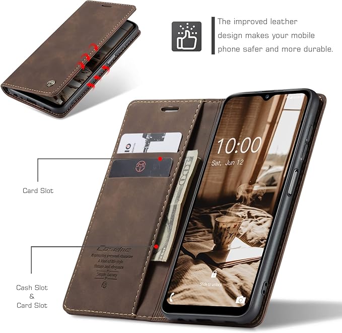 for Samsung Galaxy A14 4G/5G Case, Flip Wallet Leather Case with Card Holder Magnetic Closure Shockproof Kickstand Protective Phone Cases Cover for Galaxy A14 Phone Cover,Coffee