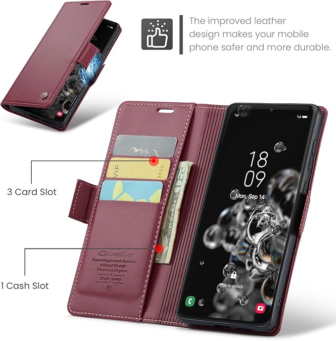 Case for Samsung Galaxy S20 Ultra Wallet Case, RFID Blocking PU Leather Flip Folio Cover Card Holder Kickstand Shockproof Phone Case Compatible with Samsung Galaxy S20 Ultra, Red