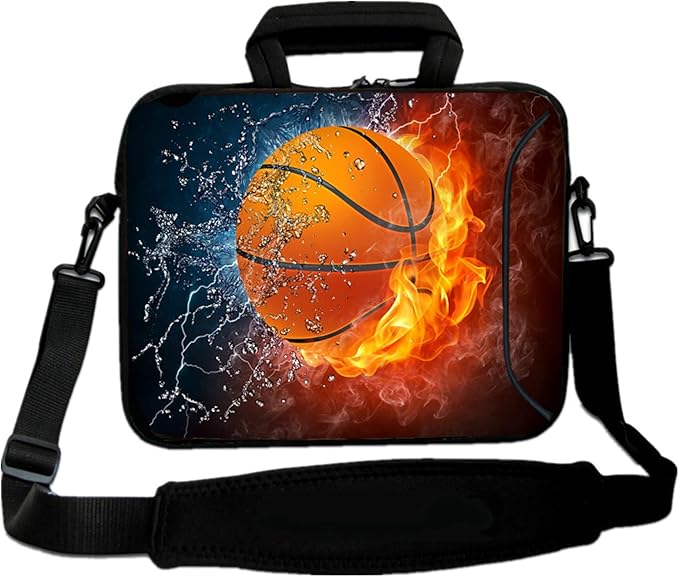 RICHEN 11 11.6 12 12.5 13 inches Case Laptop/Chromebook/Notebook PC Tablet Travel Case Neoprene Handle Sleeve with Shoulder (11-13.3 inch, Basketball Fire)