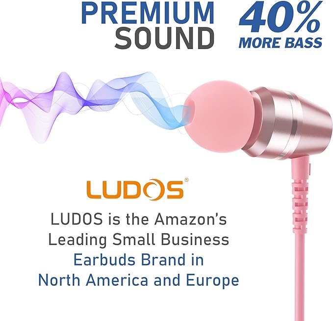 LUDOS OMNITONE USB C Headphones for iPhone 17 16 15 Pro Max Plus Air iPad Pro, 5 Years Warranty, USB-C Earbuds for Samsung Galaxy S24 S23 Ultra S22 S21 FE S20 Z Flip 3, USB Type C Earphones - Pink