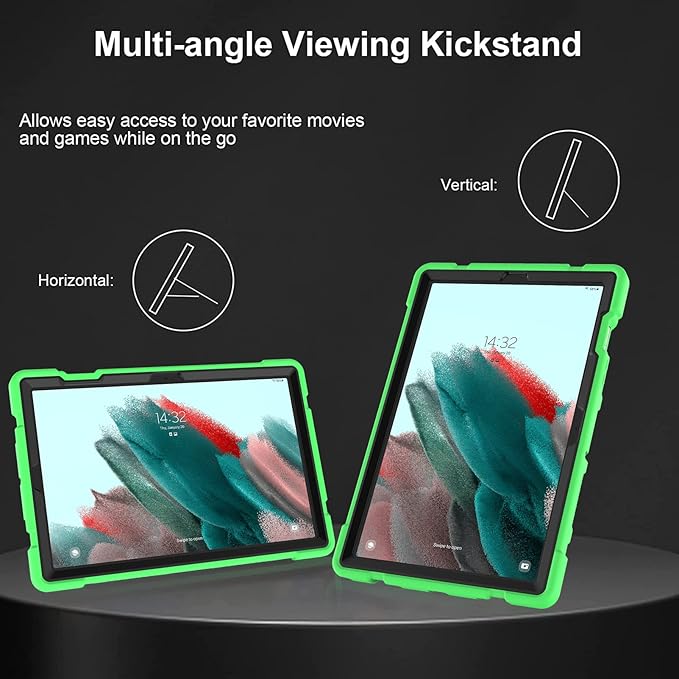 Rantice Case for Samsung Galaxy Tab A8 10.5 Inch 2022 (SM-X200/X205/X207), Hybrid Shockproof Rugged Drop Protection Cover with Kickstand for Samsung Galaxy Tab A8 10.5 Inch (Green+Black)