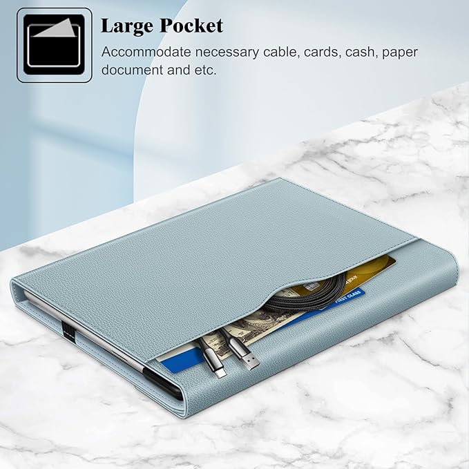 Fintie Case for 13 Inch Microsoft Surface Pro 11/10/9 - Multiple Angle Viewing Portfolio Business Cover with Pocket & Stylus Holder, Compatible with Type Cover Keyboard, Ice Blue