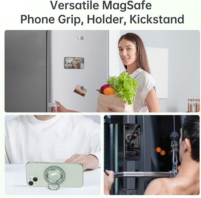 SYNCWIRE Magnetic Phone Ring Holder for MagSafe, 360° Rotation Cell Phone Grip Stand Finger Ring Kickstand Two-Sided Magnet Compatible with iPhone 17 Pro Max 16 15 14 13 12 MagSafe Accessories