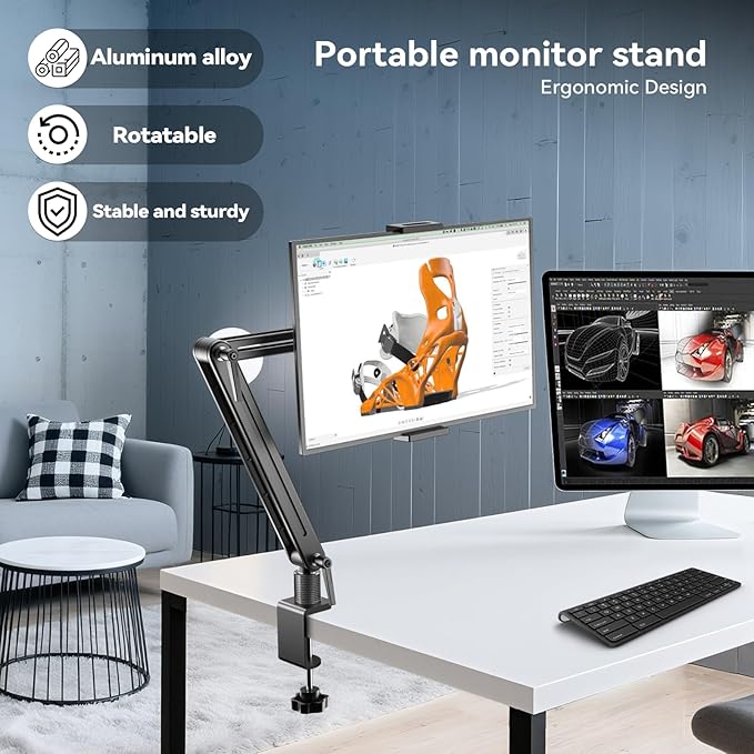 Mount Soporte para Tablet/Portable Monitor/Ereader - Strong Bearing Weight Over 5.5lbs with Built-in Adjusting Wrench with 360°Rotate Base Fits for ipad 4.7-15.6" Tablet Stand Holder