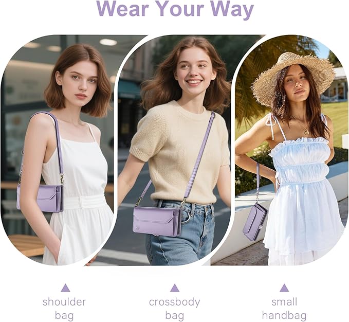 DJBull for Samsung Galaxy S25 Wallet Case with Card Holder, Shoulder and Wristlet Straps, Soft PU Leather, Magnetic Snap, Flip Phone Case for Women Men for Samsung S25 Light Purple