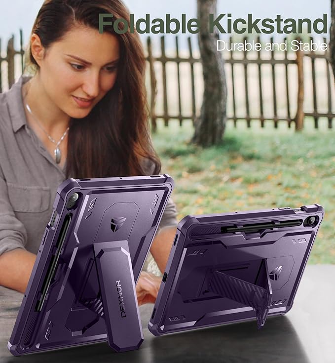 Dexnor Case for Samsung Galaxy Tab S10 Lite /S10 FE/S9 FE 10.9 Inch(2025/2023), [Built in Screen Protector & Kickstand] with Pen Holder Heavy Duty Full Body Cover for S9 FE 5G Tablet Case -Purple