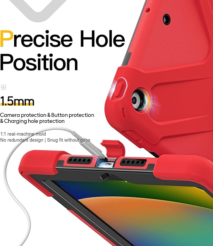 BRAECN for iPad 9th Generation Case, iPad 10.2 Case with Built in Screen Protector, Hand Strap, Swiveling Stand, Shoulder Straps, Heavy Duty Rugged Case for iPad 8th/7th Gen 10.2 Inch-Red