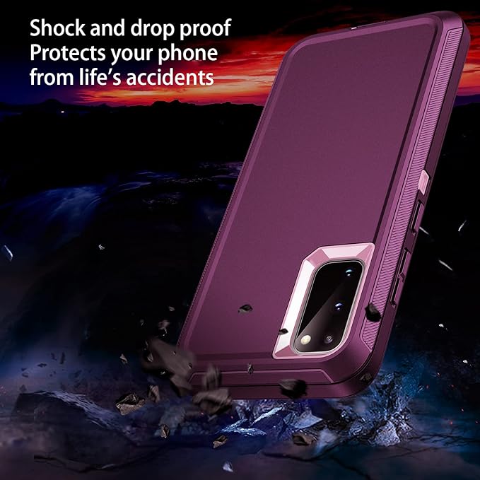 for Galaxy S20 FE 5g Case,Shockproof Dropproof Dustproof 3-Layer Full Body Protection Rugged Heavy Duty High Impact Hard Cover Case for Galaxy S20 FE 6.5 inch,Purple/Pink