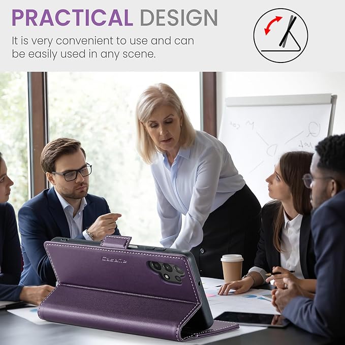 for Samsung Galaxy A13 4G/5G Case, Premium PU Leather Wallet Case Flip Cover with [RFID Blocking][Card Holder][Stand Function] Shockproof Protective for Samsung Galaxy A13, Purple