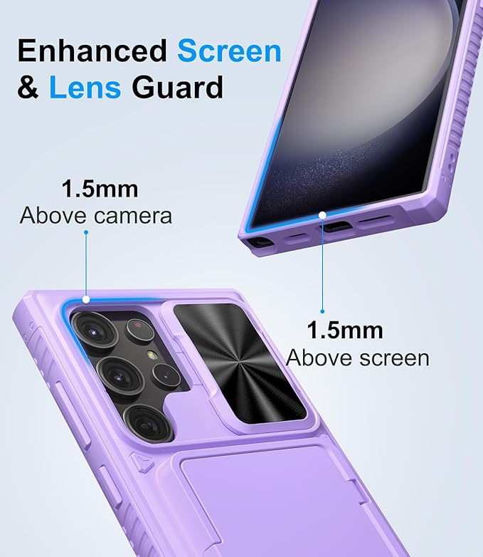 for Samsung Galaxy S23 Ultra Wallet Case with Card Holder & Kickstand & Slide Lens Cover, Rugged Anti-Drop Protective Phone Case Cover Compatible with Samsung Galaxy S23 Ultra 5g 2023, Purple