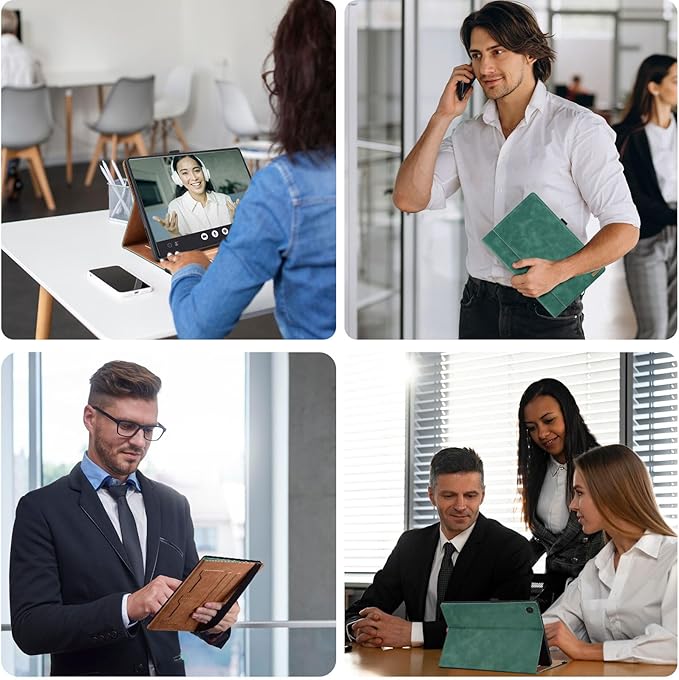 Case for Samsung Galaxy Tab A 10.1 2019 (SM-T510/T515) Multi-Angle Viewing Smart Cover with Pocket, Business PU Leather with Card Slot for Galaxy Tab A 10.1 Inch 2019 Tablet, Green