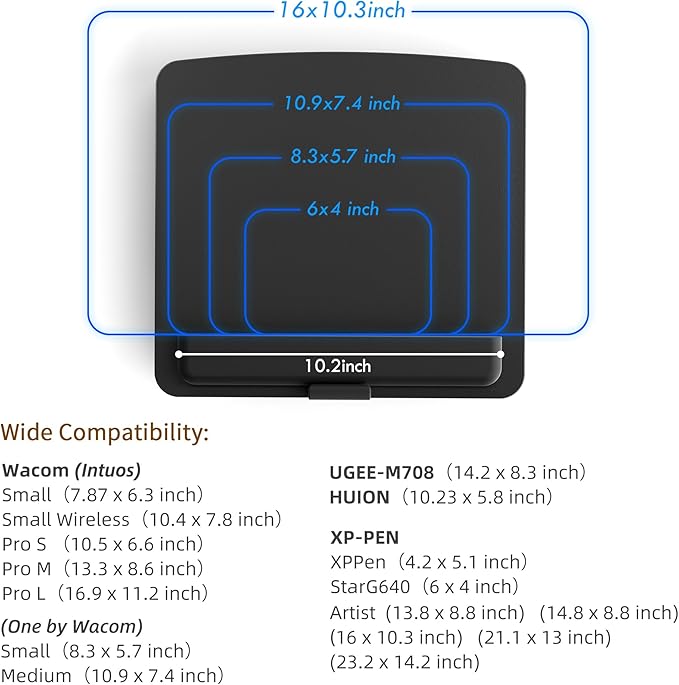 Adjustable Graphics Tablet Holder for Desk - Foldable Portable Stand Compatible with Fire HD, Samsung Galaxy Tab, Wacom, XP-Pen and More - Fit 7-23.8 inches