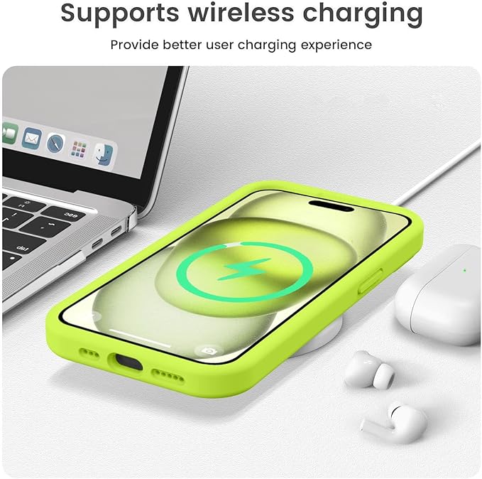 Vooii Compatible with iPhone 15 Plus Case, Upgrade Liquid Silicone [Enhanced Camera Protection] [Soft Anti-Scratch Microfiber Lining] Shockproof Phone Case for iPhone 15 Plus 6.7" - Fluorescent Green