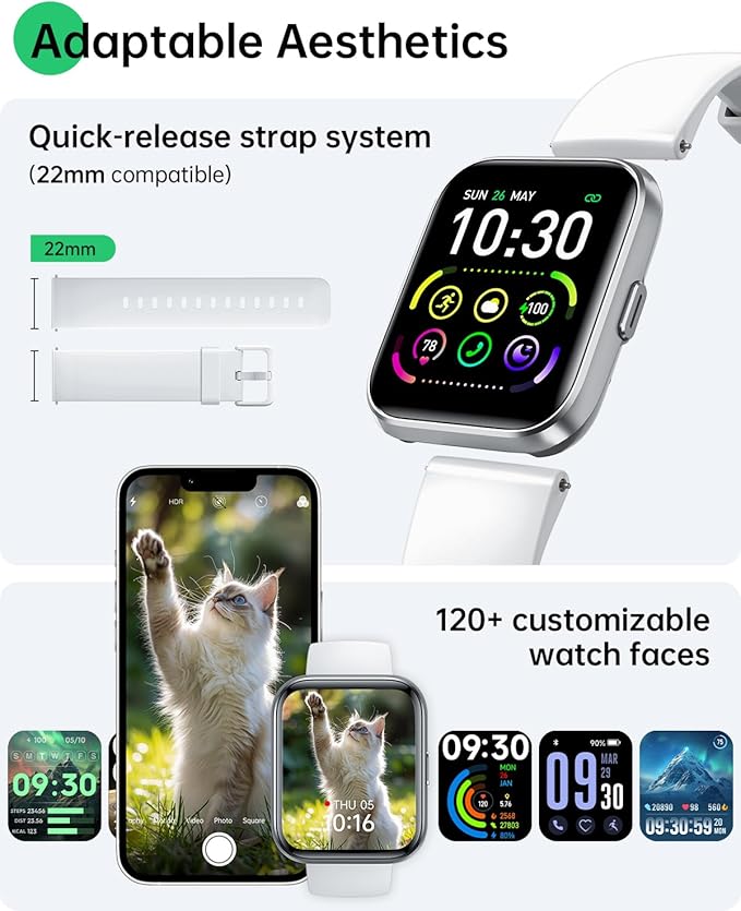 Smart Watches for Women and Men - Smart Watch Compatible for iPhone Android Phone,Alexa,Call & Notification Alerts,Heart Rate & Sleep Monitor,3 ATM Waterproof 1.83 Inches Fitness Tracker