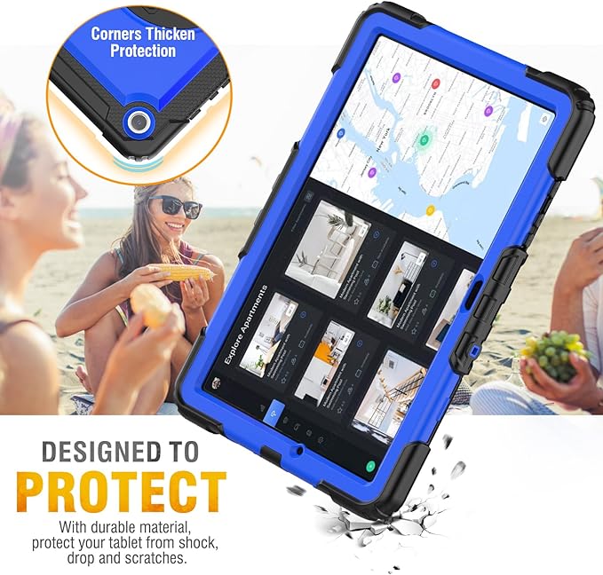 HXCASEAC Case for Samsung Galaxy Tab A8 10.5 inch, Protective with Screen Protector/Hand Strap/Pen Holder, Sturdy Shockproof A8 Tablet Case 2022 SM-X200/X205/X20 - Blue