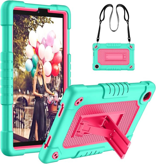 for TCL Tab 8 LE Tablet Case,for TCL Tab 8 Plus Tablet Case,Shoulder Strap Shockproof Kids Friendly(Green/Pink)