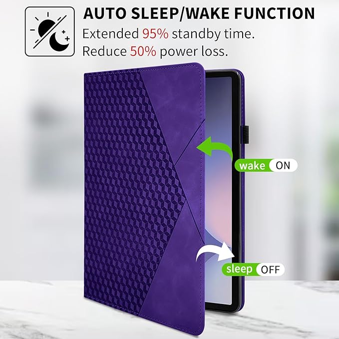 Case for Samsung Galaxy Tab S10 Plus 2024/ S9 FE Plus 5G 12.4 Inch 2023 with Pocket 360° Rotating Multi-Angle Stand Cover Auto Wake/Sleep PU Leather Business Folio Protective Cases, Purple