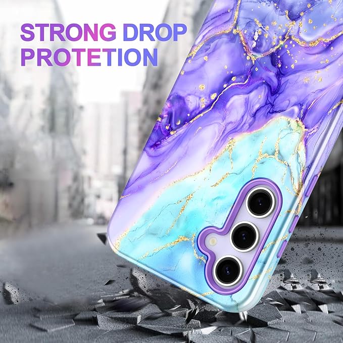 Casetego for Galaxy S25 FE Case,Compatible with MagSafe,[Military Grade Drop Test] Full Body Protection Slim Shockproof Rugged Marble Women Case for Samsung Galaxy S25 FE 6.7 inch,Cobalt Violet