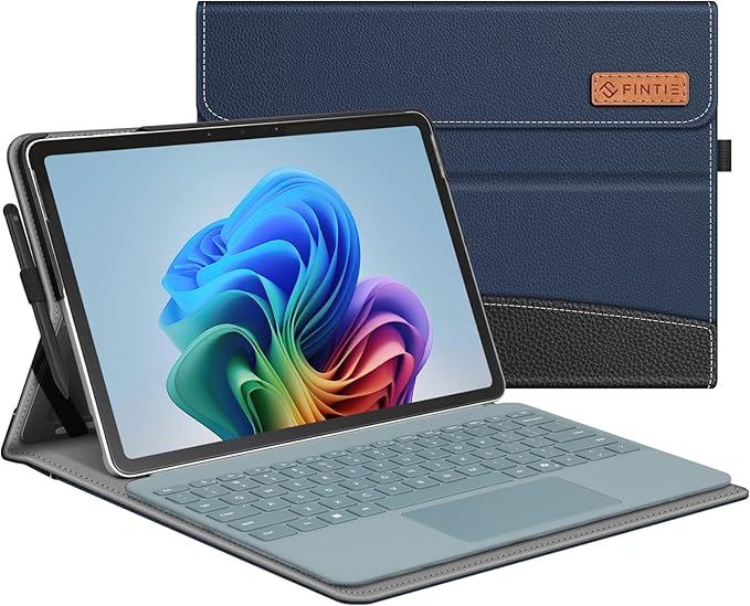 Fintie Case for Microsoft Surface Pro 12 Inch 1st Edition (2025), Multiple Angle Viewing Portfolio Business Cover with Pocket & Stylus Holder, Compatible with Type Cover Keyboard (Navy/Black)