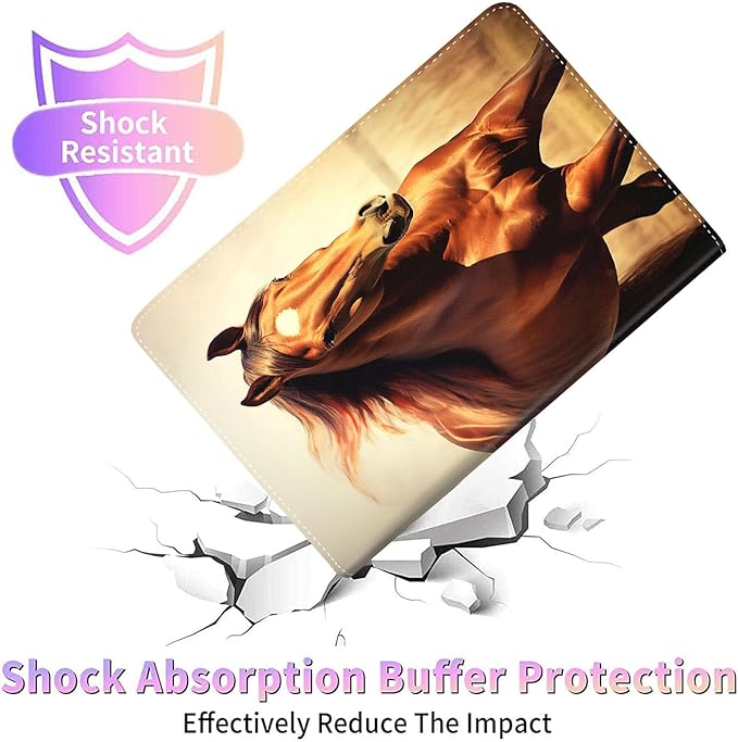 Case for Galaxy Tab A9 Plus ， Auto Sleep/Wake Multi-Angle Viewing Slim Folio Stand Cover for Samsung Galaxy Tab A9+/A9 Plus 11 Inch 2023 (SM-X210/X216/X218), Horse