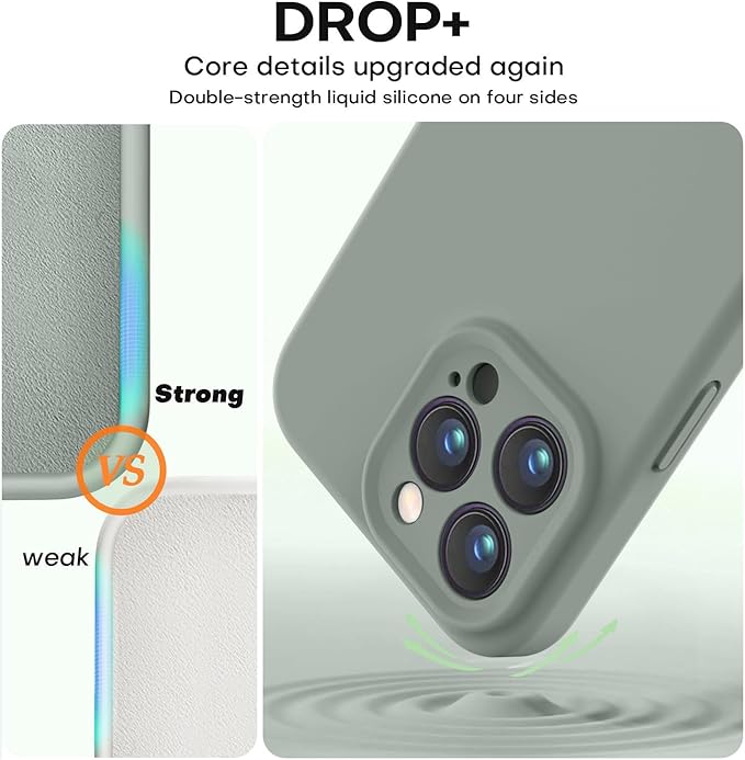 Vooii Compatible with iPhone 14 Pro Case, Liquid Silicone Upgrade [Camera Protection] [Soft Anti-Scratch Microfiber Lining] Shockproof Phone Case for iPhone 14 Pro 6.1 inch - Calke Green
