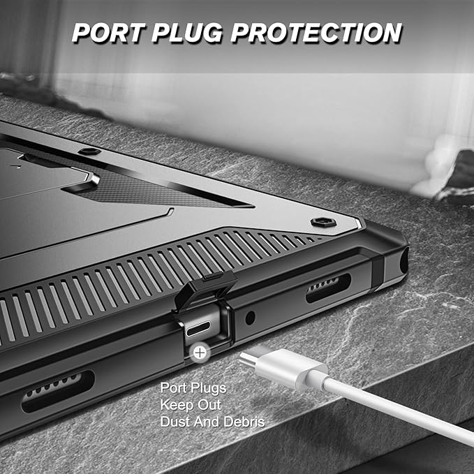 Fintie Shockproof Case for Samsung Galaxy Tab A9 Plus/A9+ 5G 11 Inch 2023 Model (SM-X210/X216/X218), Tuatara Rugged Unibody Hybrid Bumper Kickstand Cover Built-in Screen Protector, Black